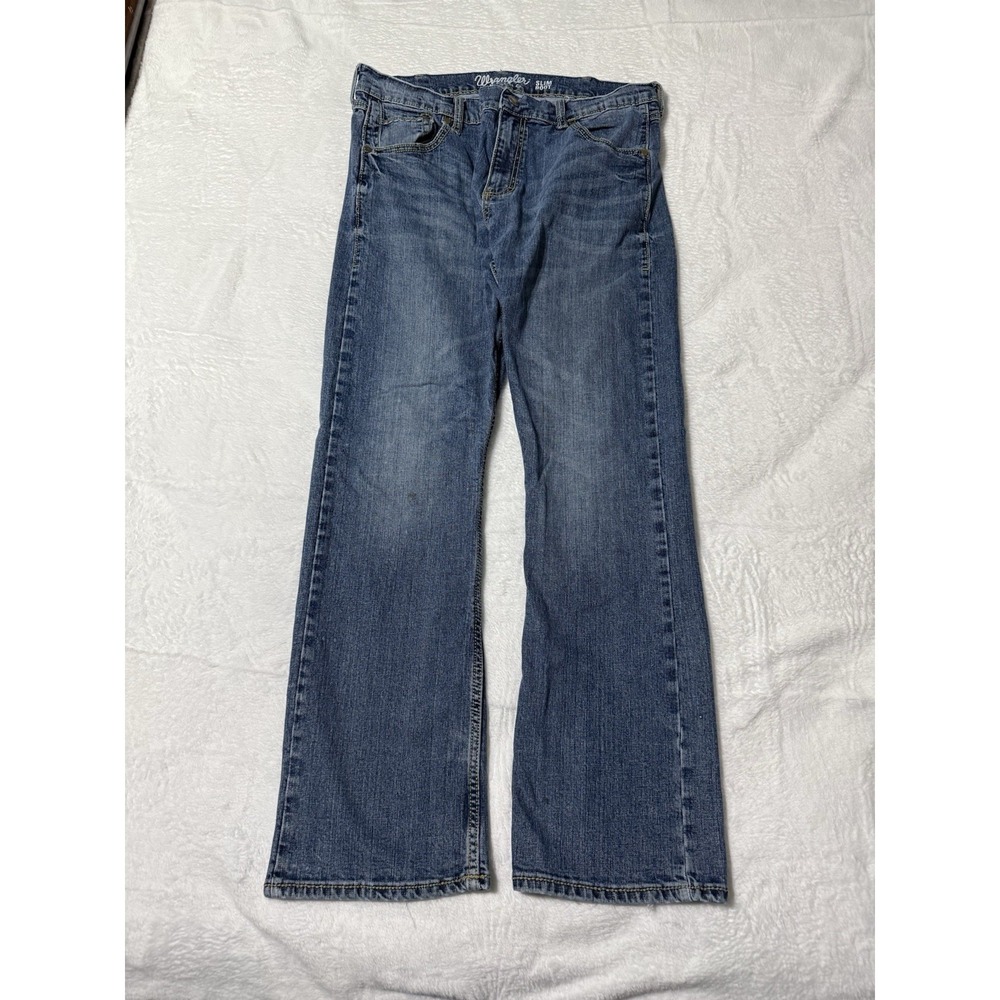 Wrangler‎ Retro Jeans Mens 35x29 Blue Slim Boot Bootcut Mid Rise Medium Wash